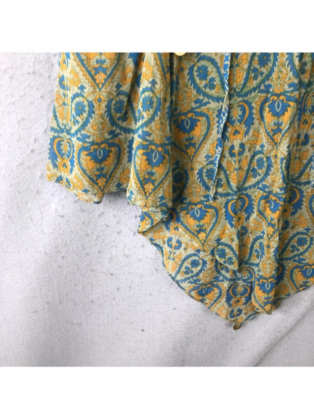 Vintage Fairy Grunge Top Womens S Blue Paisley Coin Trim Boho Festival Statement - Picture 9 of 16